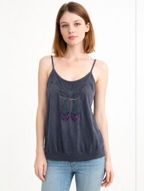 NWT Urban Outfitters Silence + Noise Gray Embroidered Butterfly Cami Size S